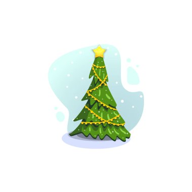 Noel köknar, izole vektör çizim. Modern düz stil.