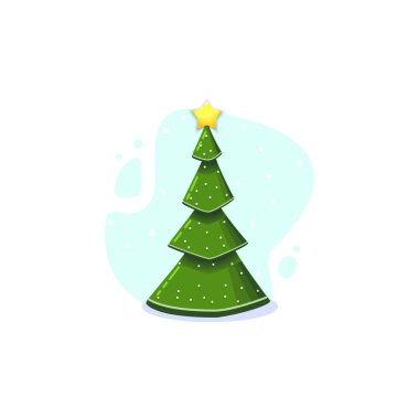 Noel köknar, izole vektör çizim. Modern düz stil.