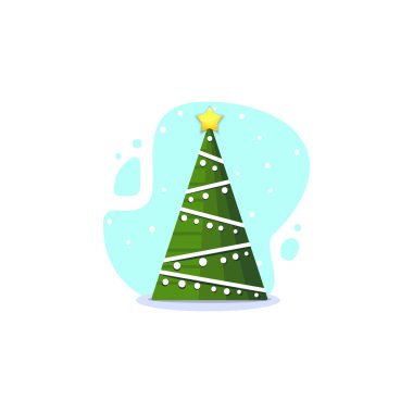 Noel köknar, izole vektör çizim. Modern düz stil.