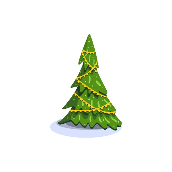 Kerst fir, geïsoleerde vectorillustratie. Modern vlakke stijl. — Stockvector