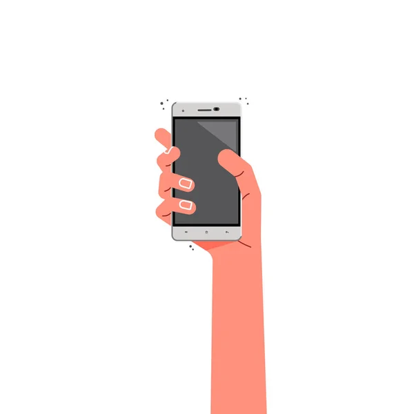 Ženská ruka s telefonem – koncept vektor, plochý design. — Stockový vektor