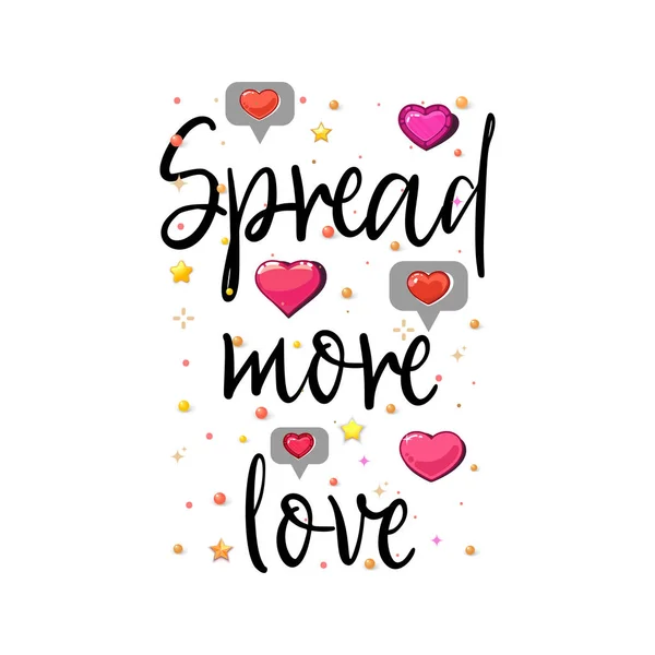 Diffondete più amore. Slogan sull'amore, adatto come cartolina di San Valentino . — Vettoriale Stock