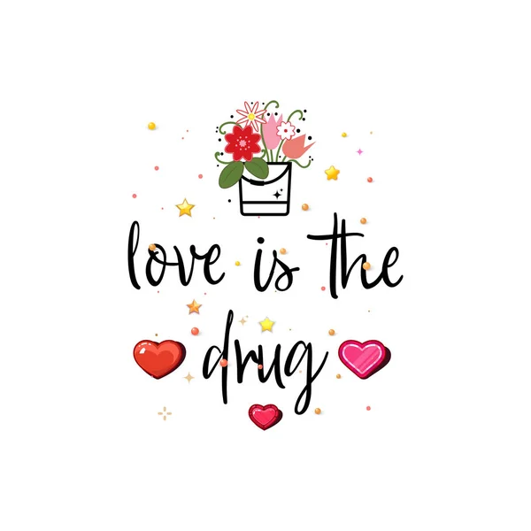 Láska je droga. Sloganem o lásce, vhodné jako pohlednice Valentýn. — Stockový vektor