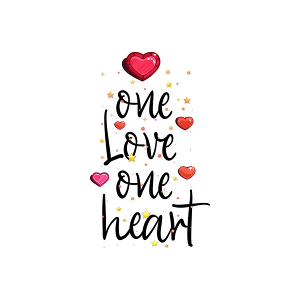 Één liefde een hart. — Stockvector