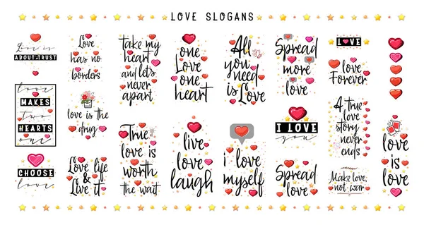 Love quotes big set. Vintage lettering for t-shirt design. Valentine card. Vintage design. — Stock Vector