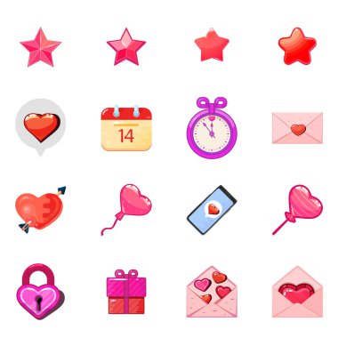 Simgeleri seviyorum, Sevgililer günü, düğün için stil, düz.