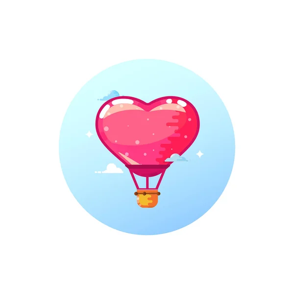 Airship balloon heart, stylish icon in flat style. — Stock Vector