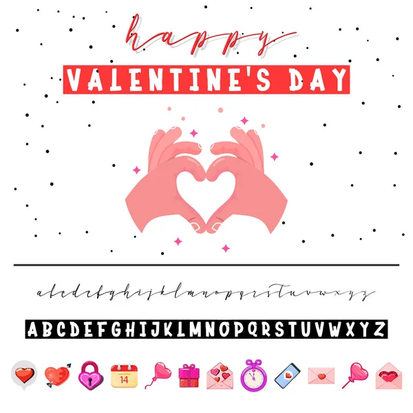 De dag van Valentijnskaarten. Het lettertype is vet, handschrift, voor liefde en huwelijk kaarten — Stockvector