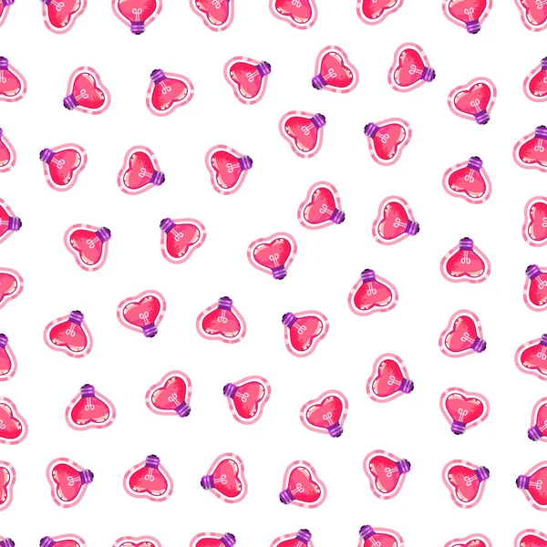 Seamless pattern of pink heart light bulb. Valentines day background - Vector — Stock Vector