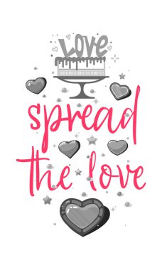 aşk yayıldı. Aşk, bir Sevgililer günü kartpostal ve şablon t gömlek uygun sloganı