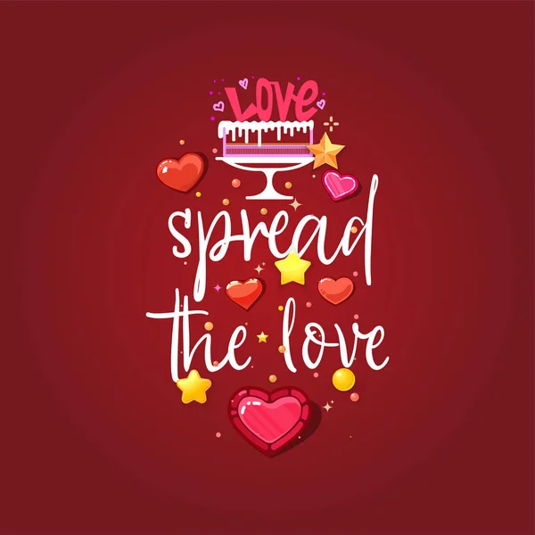 Difundir el amor. Lema sobre el amor, adecuado como postal del Día de San Valentín y camiseta plantilla — Archivo Imágenes Vectoriales