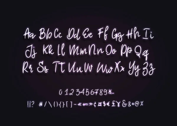 书法霓虹灯字体, 现代拉丁字母. — 图库矢量图片