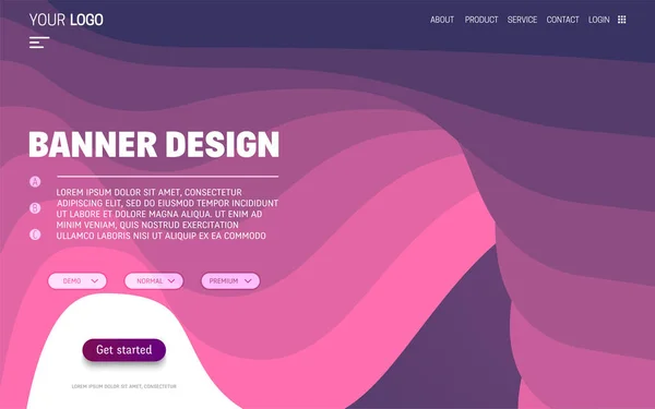 Templat situs web dengan warna-warni cair. Komposisi cair Trendy - Stok Vektor