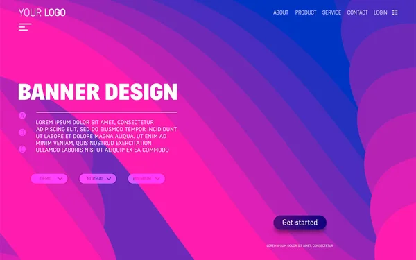 Fluido forme colorate modello di sito web. Composizione liquida alla moda — Vettoriale Stock