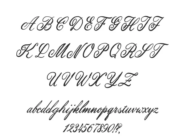 Alfabeto latino caligrafia clássica e letras. Fonte de casamento . — Vetor de Stock