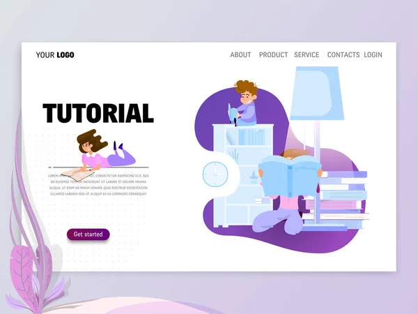 Plantilla de página de inicio tutorial para sitio web o landing page . — Vector de stock