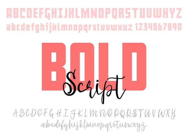 Vet en handschrift lettertype set, moderne kalligrafie stijl — Stockvector
