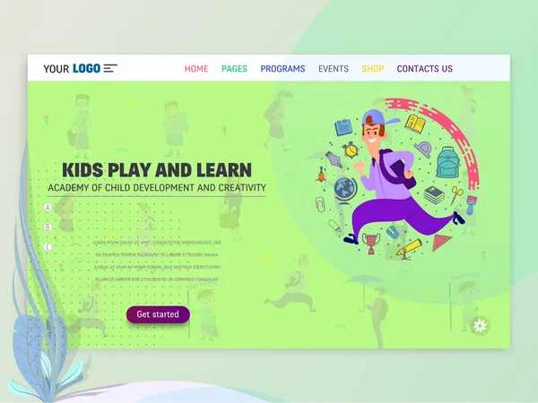 Kinder spielen Spiele Landing Page oder Homepage — Stockvektor