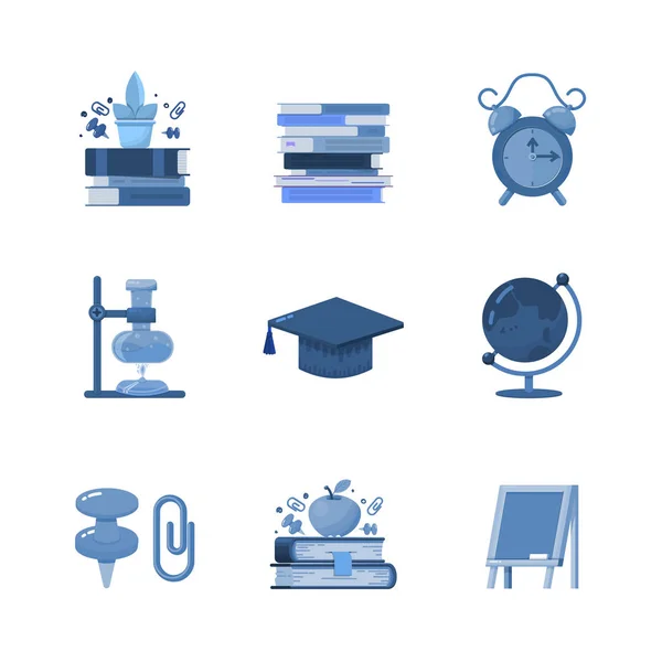 Conjunto de iconos planos para el sitio de la escuela o aplicación móvil . — Vector de stock