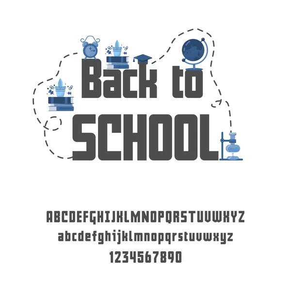 学校に戻る - フォントバナー、ポスター、プリントのデザインのためのラテンアルファベット — ストックベクタ