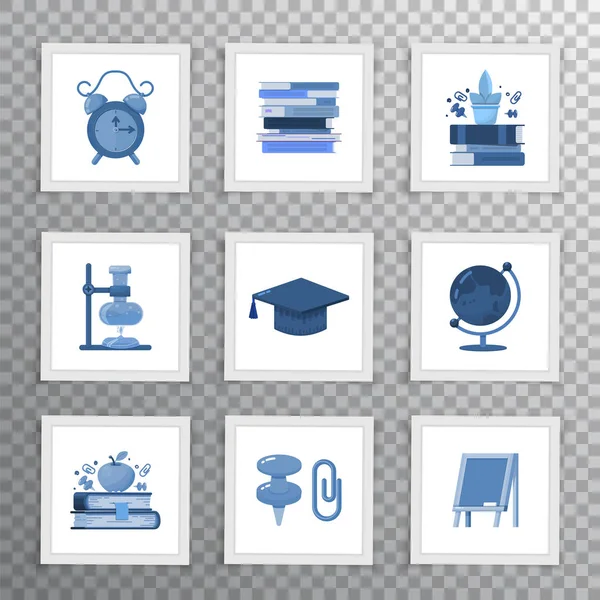 Conjunto de iconos planos para el sitio de la escuela o aplicación móvil . — Vector de stock