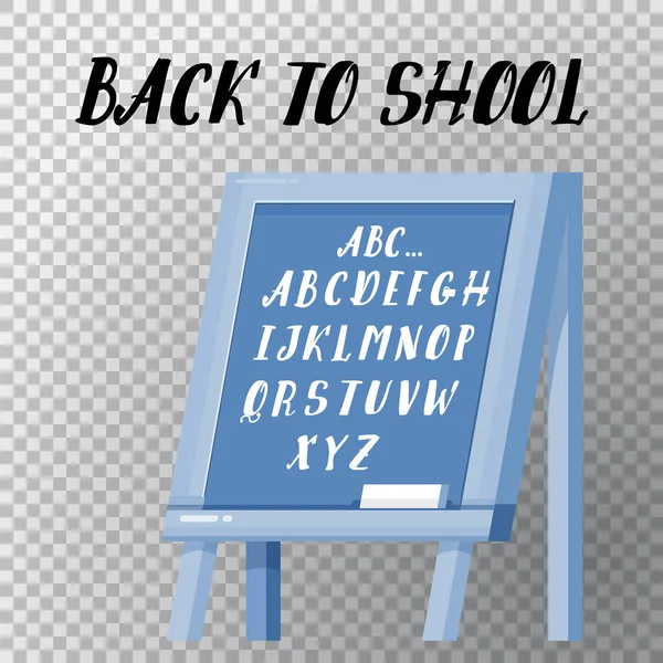 Back to school - font banner, latin alphabet inclined on a school blackboard. — Stock Vector