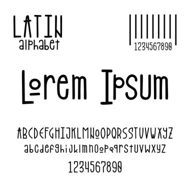 Posterler, baskılar tasarımı için Latin alfabesi