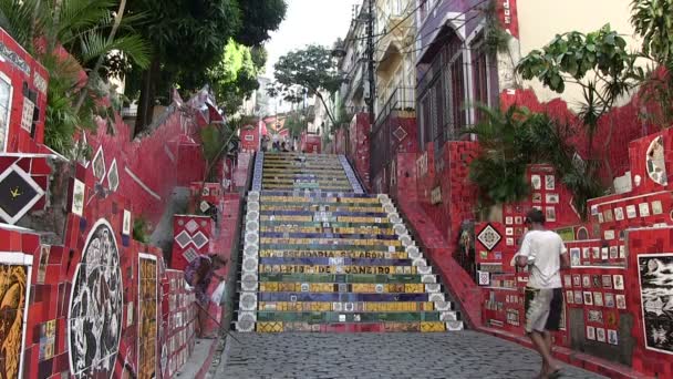 Rio Janeiro Aprile 2013 Escadaria Selaron Rio Janeiro Brasile — Video Stock