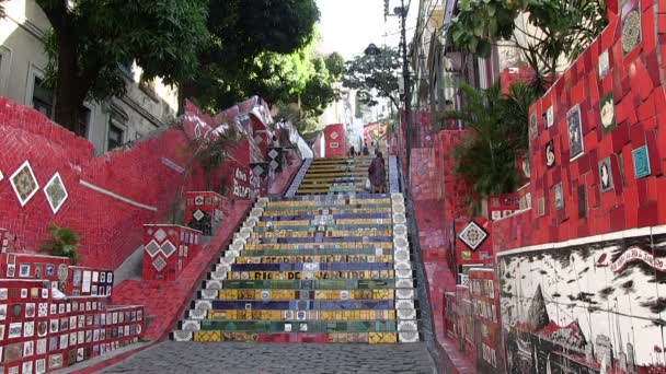 Escadaria Selaron Rio Janeiro Brasilien — Stockvideo