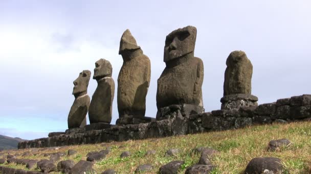 Moai Paskalya Adası Şili — Stok video