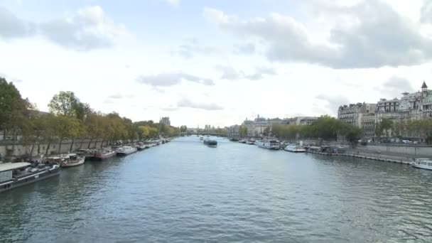 Seine River Παρίσι Γαλλία — Αρχείο Βίντεο