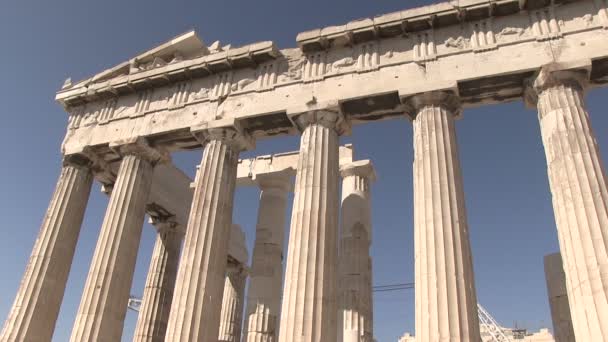 Blick Auf Den Parthenon Athen Griechenland — Stockvideo