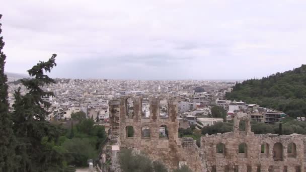 Blick Auf Den Parthenon Athen Griechenland — Stockvideo