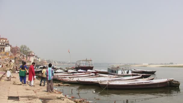 Varanasi Mar 2008 Ganges Varanasi Indie — Wideo stockowe