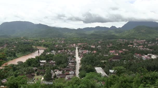 Luang Prabang Blick Von Phou Laos — Stockvideo