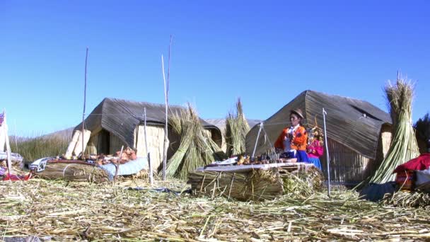 Titicacameer Juni 2007 Eiland Uros Isla Los Uros Titicacameer Peru — Stockvideo