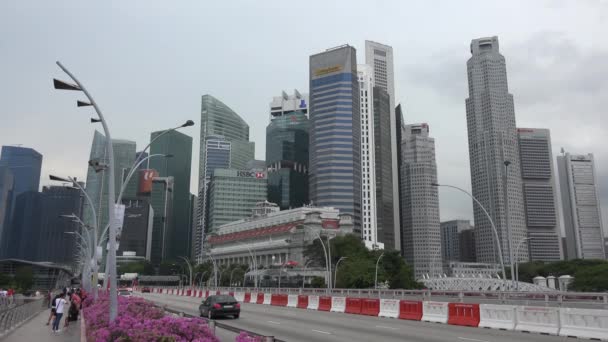 Paisaje Singapur Edificio Negocios Alrededor Marina Bay — Vídeos de Stock