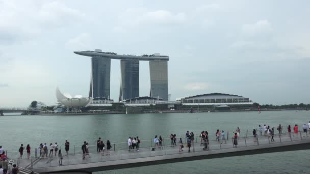 Paisaje Singapur Edificio Negocios Alrededor Marina Bay — Vídeos de Stock