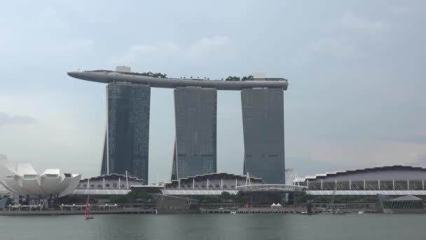 Paesaggio Singapore Business Building Intorno Baia Marina — Video Stock