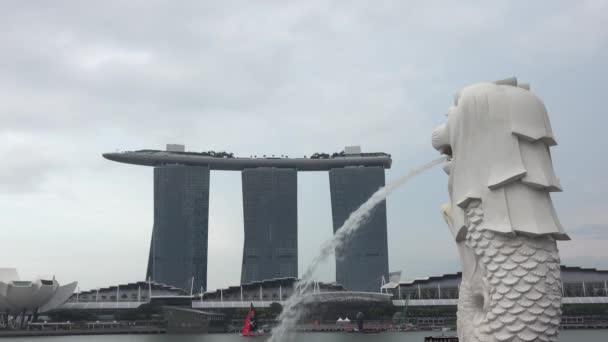 Paisaje Singapur Edificio Negocios Alrededor Marina Bay — Vídeos de Stock