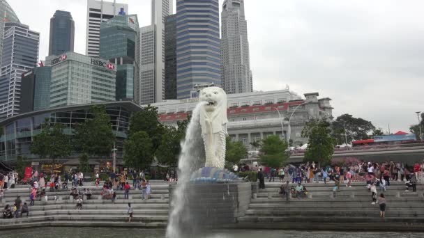 Paisagem Singapura Edifício Negócios Torno Baía Marina — Vídeo de Stock