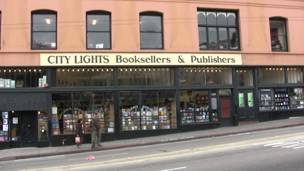 San Francisco Feb 2007 City Lights Bookstore San Francisco Stati — Video Stock