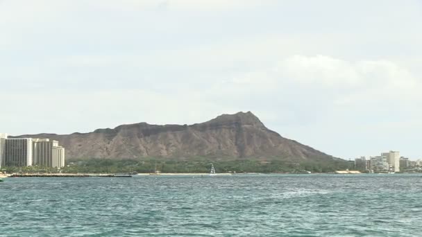 Diamond Head Vista Desde Waikiki Oahu Hawaii Estados Unidos — Vídeos de Stock