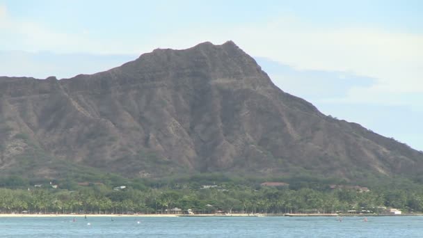 Diamond Head Θέα Από Waikiki Oahu Χαβάη Ηνωμένες Πολιτείες — Αρχείο Βίντεο