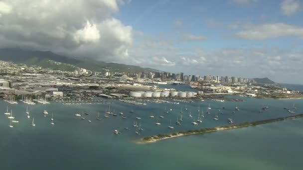 Aerial View Honolulu Harbor Oahu Hawaii United States — Stock Video