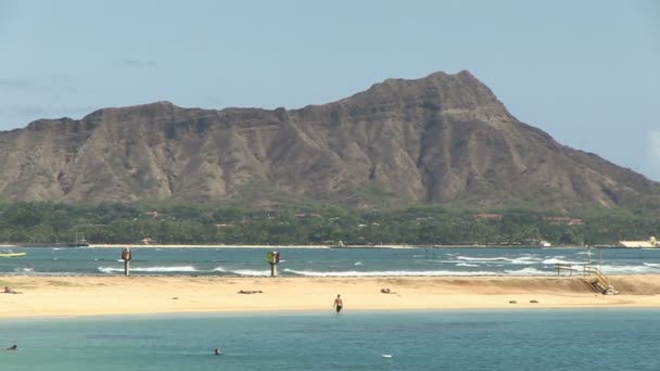 Diamond Head Θέα Από Ala Moana Oahu Χαβάη Ηνωμένες Πολιτείες — Αρχείο Βίντεο