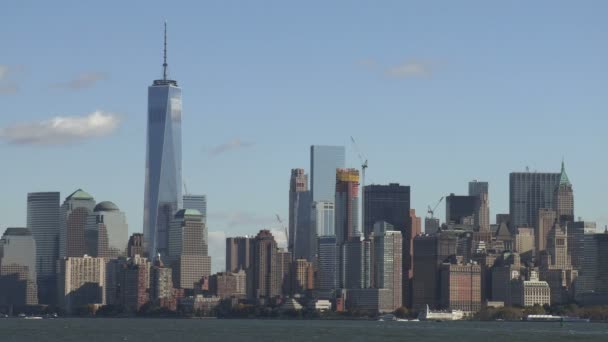 Manhattan Vista Liberty Island Nova Iorque Estados Unidos América — Vídeo de Stock