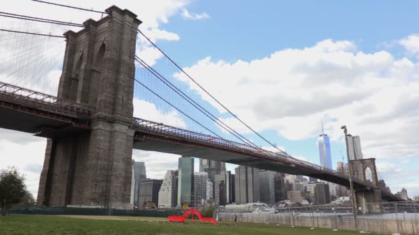 Бруклинский Мост Бруклин Нью Йорк Соединенные Штаты — стоковое видео