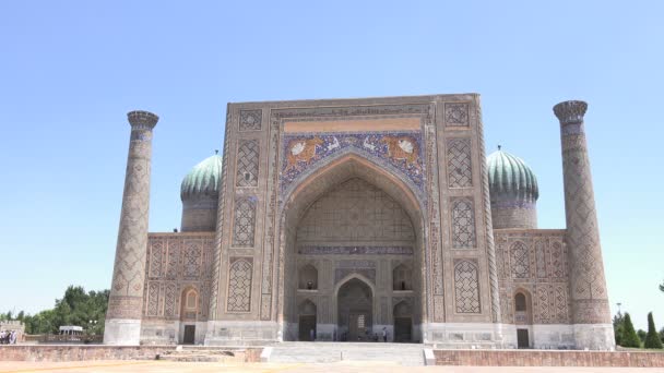 Sher Dor Madrasah Registan Samarcanda Uzbekistan — Video Stock