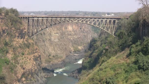 Victoria Falls Köprüsü Zambiya — Stok video